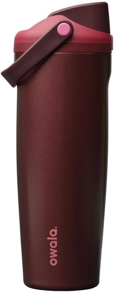 Owala FreeSip Sway Insulated Stainless Steel Water Bottle with TwoWay Spout, BuiltIn Straw and Bucket Handle, Made for Travel, School, and Sports, 30oz, BPA Free, Leak Proof, Black Cherry