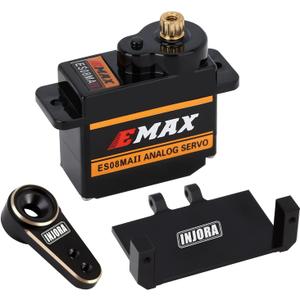 INJORA RC Servo Steering Servo with Servo Mount and Horn for AX24 RC Car Boat Model Parts Axial SCX24 Upgrade Parts (Brass Black)