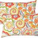 LVTXIII Outdoor/Indoor Lumbar Pillow Covers ONLY, 12 x 20 Fade-Resistant Patio Lumbar Cushion Cases Decorative Throw Pillowcase Shell for Couch Patio Garden Furniture Use - Flower Multi