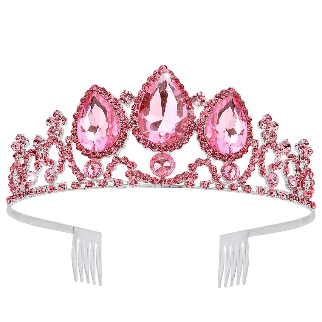 VELSCRUN Princess Tiaras for Girls, Rapunzel Crowns for Girls, Birthday Headbands for Girl, Pink Girl Dress-up Crown, Princess Birthday Decorations Halloween Cosplay Prom Hair Accessories