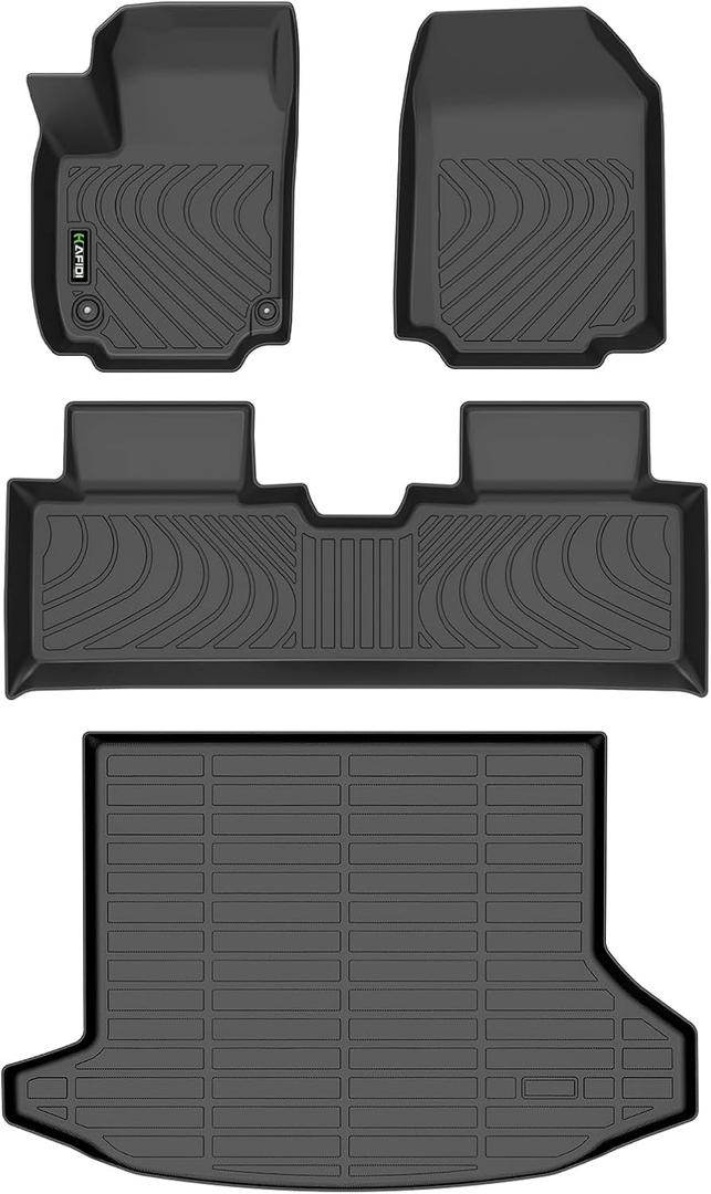 Automotive Floor Mats & Cargo Liner for Chevrolet Equinox 2025 2026 (Not EV) & GMC Terrain 2025 2026 All Weather Protection Full Set- Black