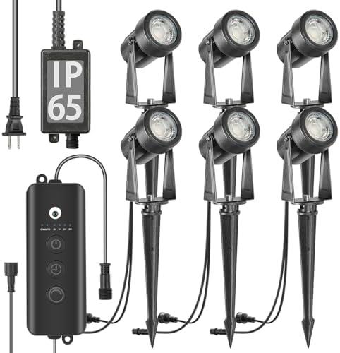 SUNTHIN Outdoor Landscape Lighting with Dusk to Dawn Sensor Controller, 6 Pack