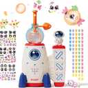 DIY Balloon Space Rocket with Pump, Fun Balloon Animal Craft Kit for Kids Ages 3+, Creative Sticky Balloons Monster Pals, STEM Toy, Ideal Birthday or Holiday Gift for Boys & Girls (White)