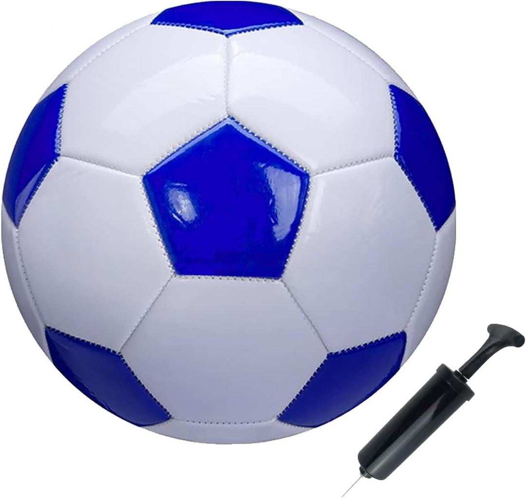 SPDTECH Soccer Ball Size 5 White Blue Outdoor and Indoor School Sports Activity Anti-Explosion Classic Design Suitable for Adults Youth Kids Toddler Boy Gift Training Practice