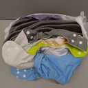 ALVABABY Baby Cloth Diaper 6 Pack with 12 Inserts One Size Cloth Diaper Covers Adjustable Washable Reusable for Baby Girls and Boys (01 Pure Color With 5-layer Inserts)