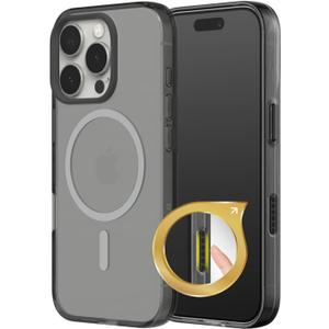 RhinoShield JellyTint Transparent Protective Case with Camera Control Capture Button Compatible with MagSafe for [iPhone 16 Pro Max] Superior Magnetic Force, Scratch Resistant, Shockproof - Ash Black