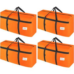 4 Pack Moving Bags Heavy Duty Extra Large 90L, College Packing Bags for Moving Clothes, Moving Supplies & Boxes with Zippers and Handles, Storage Bags Moving Totes Camping Essentials (Orange)