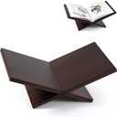 Honoson Open Display Book Stand 16 x 9 x 6 Inches Wooden Large Book Holder for Reading Open Bookstand X-Shaped Cookbook Stand for Bible Magazines Art Textbooks Recipe Coffee Table Decor(Dark Walnut)