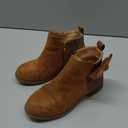 Coutgo Girls Bow Glitter Ankle Boots Side Zipper Low Heel Short Booties Dress Shoes (Brown) Size 12