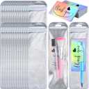 Yeaqee 200 Pcs Resealable Pouch Bags with Thank You Cards 100 Pcs Window Disposable Packaging Pen Bags for Jewelry Food 100 Pcs Holographic Thank You Greeting Cards(8.66 x 2.76 Inch)