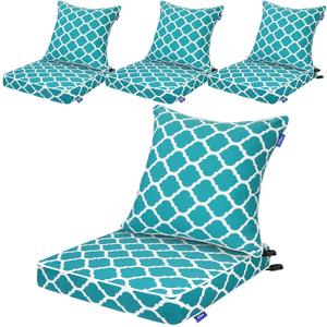 Deep Seat Cushions, Outdoor Cushions, Patio Furniture Cushions, Deep Seat & Back Cushion Patio Cushions for Backyard Couch Sofa Fade Resistant (22x24x4 inches 4 Sets, Aqua Plaid)