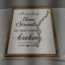 a Cord of Three Strands Christian Wedding Ceremony Knot Rope Sign Wall Decoration 17 x 13 Inch Bible Verse Religious Marriage Wood Framed Gift White Cross Braid Handfasting Cord for Wedding Ceremony