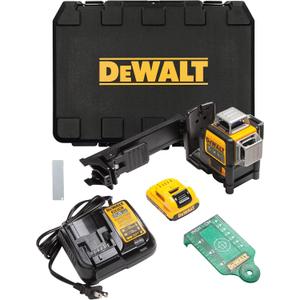 DEWALT Laser Level 360 Self Leveling, 3 Way Green Laser Leveler Tool 12V MAX with 2.0Ah Battery, Charger and Durable Carrying Case, 100 Ft, Tripod Compatible (DW089LG)