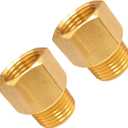 Brass Fitting Reducer Adapter, 1/2 Inch NPT Male to 1/2 Inch NPT Female, Male to Female Pipe Adapter, Brass Pipe Extension Fittings, 3/4" OD  3/4" ID, Pack of 2