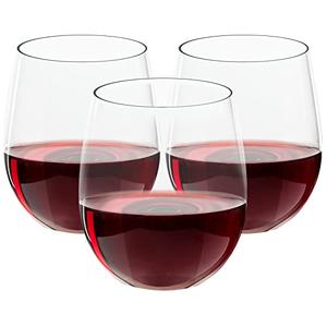 FOCUSLINE 20 Pack Plastic Wine Glasses Stemless, 12 Oz Crystal Clear Disposable Wine Cups, Reusable Plastic Wine Glasses for Parties Weddings, Shatterproof Recyclable and BPA-Free
