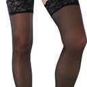 ToBeInStyle Women's Wide Floral Lace Fishnet Thigh Hi Stockings