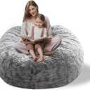 Storage Bean Bag Chair Cover(No Filler) for Organizing Plush Toys Or TextilePv Fleece Washable Large Bean Bag Chairs Cover for Adults for Living Room Bedroom Furniture (Light Grey, 5FT)