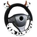 Cow Print Steering Wheel Cover, Universal 14.5 to 15 Inch Anti Slip and Sweat Absorption Comfortable Auto Steering Wheel Cover, Cute Cow Car Accessories with Cow Ear Horn Design