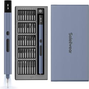 Rechargeable Precision Screwdriver Kit Cordless with 40 S2-Steel Bits, 5 Torque Settings for Phone Camera Laptop
