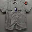 Button Up Shirt, Grey, M, 
Mens 100% Polyester Security Shirt Short Sleeve. National Patrol