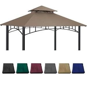 Gazebo Replacement Canopy 10x10 Ft Compatible with Madaga Target Gazebo Frame Model L-GZ136PST, L-GZ136PST-2/ 7/ 9， (Khaki)