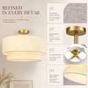 Hamilyeah 20 Inch Drum Flush Mount Ceiling Light Gold, 4-Light Double Layer