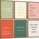 Office Wall Art Motivational Posters Inspirational Quote Canvas Wall Decor Office Positive Pictures Inspirational Classroom Art Motivational Work Prints for Gym Home 8x10 Inch Framed Set of 6