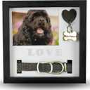 Pet Memorial Picture Frame Shadow Box - Dog Gift Keepsake wCollar Mount and Heart Hook Forever In Memory, Remembrance Show Sympathy For Your BONUS TWO Mattes to choose from, Black