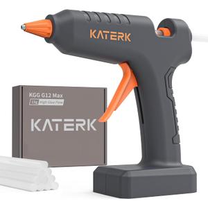 Katerk 12V Full Size Cordless Hot Glue Gun, Drip-Free Fast Heating Rechargeable and Heavy Duty Battery Operated Glue Gun and Sticks Sets 11mm x24 for Crafts DIY, Repair, Gift