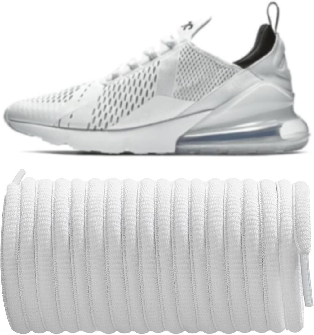 Oval Shoelaces for Air Max 270 Running shoes, 1/4"(6mm) Replacement Laces for Low-Top Sneakers (White)