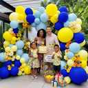 Royal Blue Yellow Balloon Garland Double Stuffed Pastel Yellow Dusty Blue Balloon Arch Kit for Baby Shower Graduation Birthday Wedding Summer Party Decor