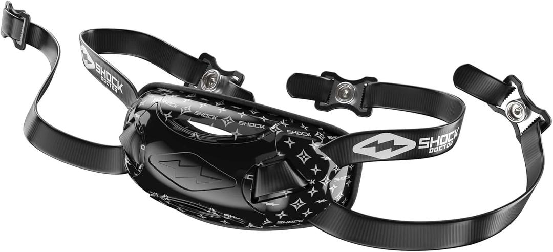 Shock Doctor Football Helmet Chin Strap, Adjustable Straps, Youth & Adult (Youth, Black Lux)
