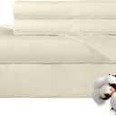 ROYALE LINENS 300 Thread Count 100% Long Staple Combed Cotton Sheet Set - 4 Piece King Bed Sheets - 1 Fitted, 1 Flat & 2 Pillow Cases - Soft Cool & Crisp Sheet Set (King, Ivory)