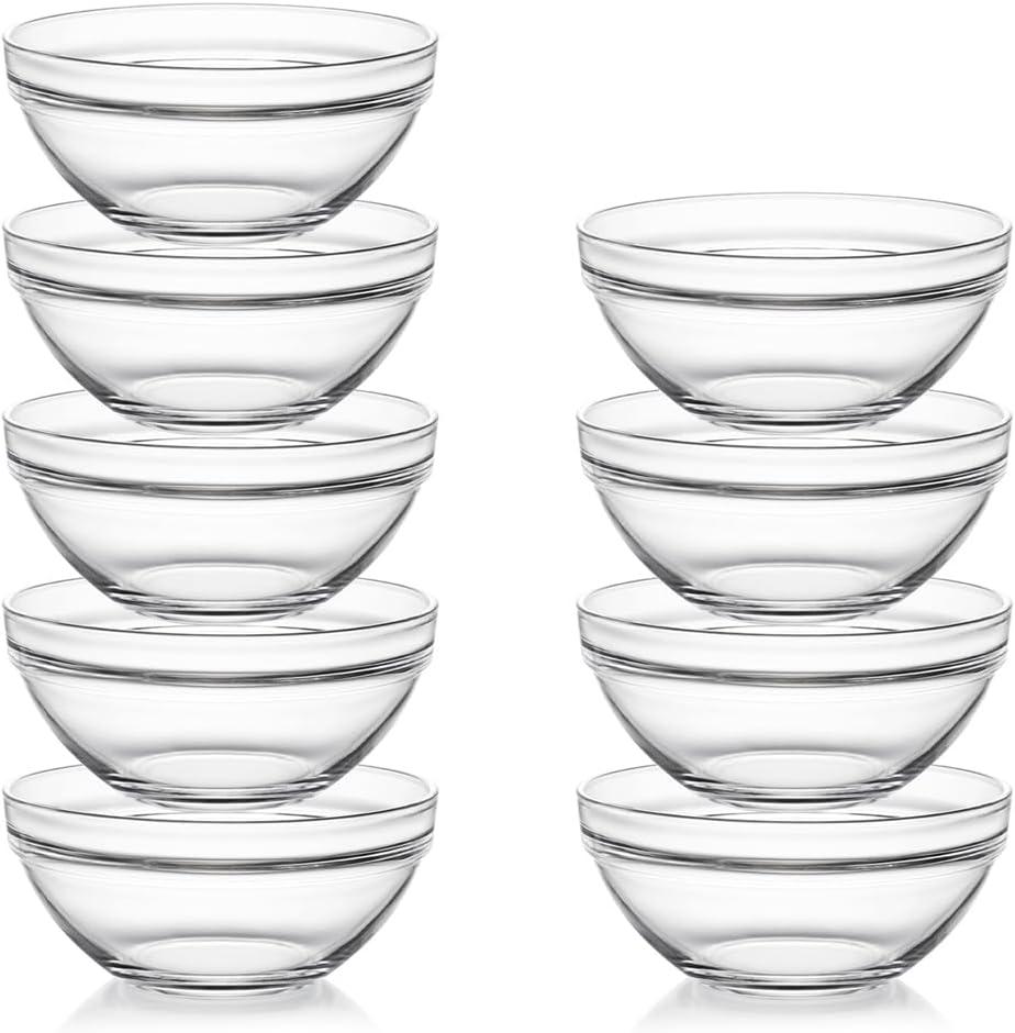Sweejar 4 inch Small Glass Bowls Set, 7 oz Prep Bowls for Cooking, Small Bowls for Kitchen, Dessert Bowls for Ice Cream, 9 pack