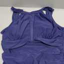 Tempt Me Women One Piece Swimsuit High Neck Plunge Ruched Tummy Control Bathing Suit (Blue, M)