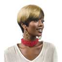 Short Pixie Cut Wigs For Black Women Short Synthetic Ombre Blonde Wigs For Black Women Short Hair Bob Wig Side Part Bob Straight Hair Asymmetrical Pixie Cut Wig (Ombre Blonde) (Blonde to Brown)