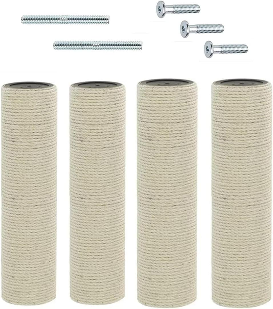 SHENGOCASE 4-Pack Cat Tree Replacement Post 13.8" L, 3.15"  Pole with M8 Bolt, Cat Tower Relacement Post, DIY Cat Scratching Post Replacement Part Pole