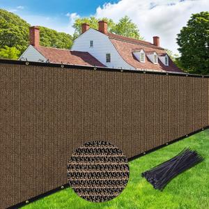 UPGRADE Privacy Screen Fence 6' x 50' Commercial 220GSM Fence Panel with Brass Grommets Heavy Duty Perfect for Outdoor Back Yard-Brown, Customizable