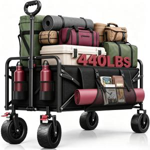 200L Wagon Carts Foldable, 7.48" All-Terrain Wheels Beach Cart