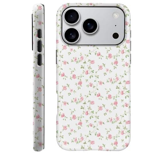 Case Compatible with iPhone 17 Pro - Hybrid Durable Shockproof Phone Cover,Cases for Woman Girl - White Flower