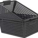 3 Packs Grey Storage Baskets, Plastic Kitchen Organizing Bins