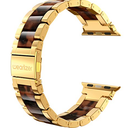 Wearlizer Compatible with Apple Watch Band 38/40/41/42mm Fashion Wristbands Womens, Stainless Steel + Resin Metal Replacement for iWatch Series 11 10 9 8 7 6 5 4 3 SE/Ultra 3 2 1 Ordinary Jewelry Gold+Tortoise