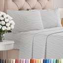 Cal King Size 4 Piece Sheet Set - Comfy Breathable & Cooling Bed Sheets Set - Hotel Luxury Bedding for Women, Men, Kids, Teens, Boys & Girls - Deep Pockets & Wrinkle Free - Oeko-Tex - Grey Stripes 2