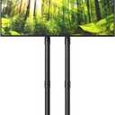 Rolling TV Cart, Mobile Stand for 32-70 Inch LCD LED Flat & Curved TVs, Height Adjustable with Wheels, Holds up to 110 lbs, Max VESA 400x400mm (Black)