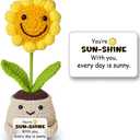 Handmade Positive Sunflower Doll Crochet Youre My Sunshine Positive Gift for Friends, Family, Coworkers, Mom, Grandma, Women Flower Desk Decor for Christmas, Birthday, Appreciation