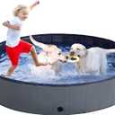 Dog Pool - Dog Pools for Large Dogs, Pet Pool Hard Plastic, Foldable Pool for Dogs Cats and Kids (63inch.D x 12inch.H, Grey)