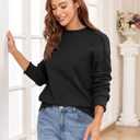 ZAFUL Women's Mock Neck Sweater Long Sleeve Ribbed Knit Basic Cropped Pullover Sweater (Black, L)