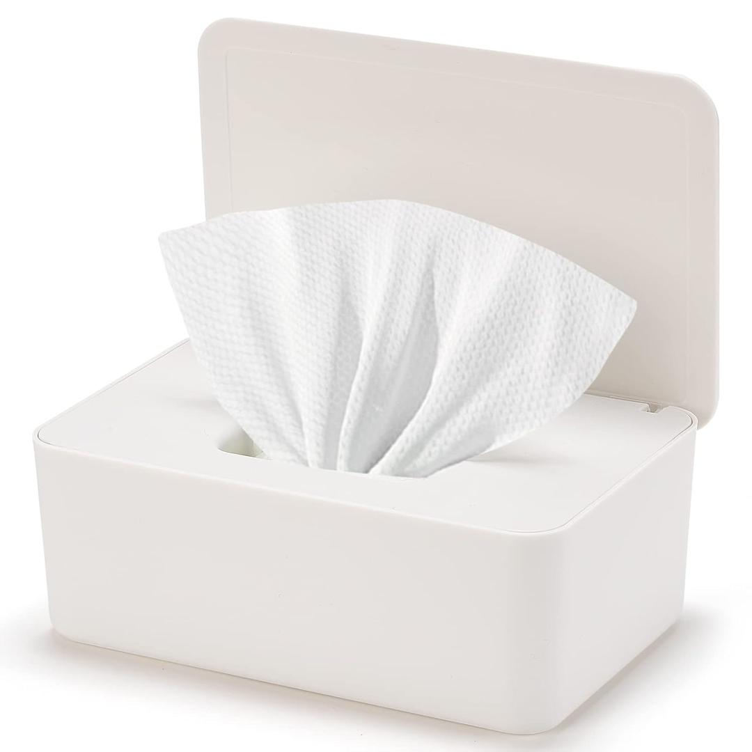 Baby Wipes Dispenser, Wipe Holder for Baby & Adult,Keeps Wet Tissue Fresh, Non-Slip Wipes Case, Flushable Wipe Container with Sealing Design Lid