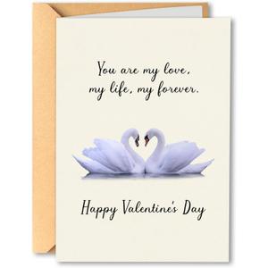 Romantic Swan Anniversary Card for Wife Husband, Happy Valentine's Day Card for Soulmate, You Are My Love Greeting Card for Him Her, Vintage Love Note with Envelope 5x7