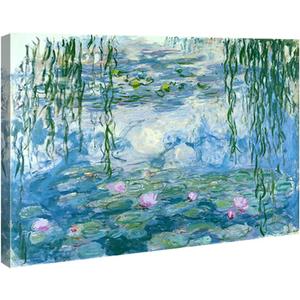 Wieco Art Water Lilies by Claude Monet Oil Paintings Flowers Reproduction Extra Large Modern Gallery Wrapped Giclee Canvas Prints Artwork Landscape Pictures on Canvas Wall Art for Home Decorations (48L" x 36W")